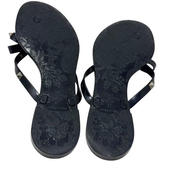 Valentino Garavani Rockstud Jelly Flip Flop thong sandals black size 37 7 - Picture 5 of 12